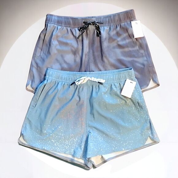 BUNDLE OF 2 Deco Athletic Shorts, SIZE M, Gray & Light Blue with White/Pink - Picture 2 of 10